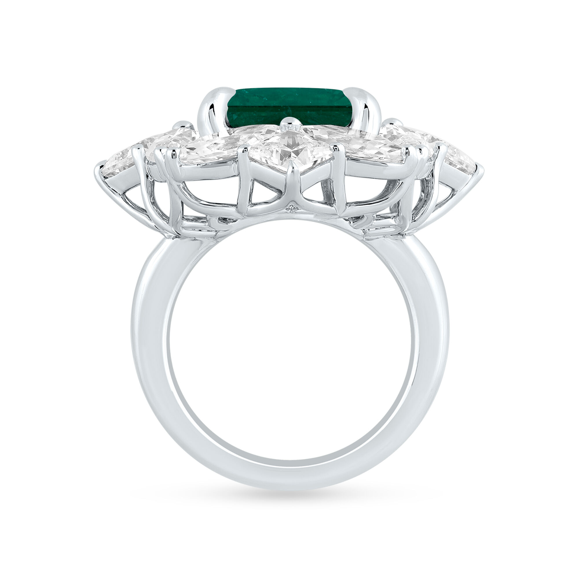 Birks Pure Desire Emerald Octagon Cut Ring with Diamonds in White Gold Maison Birks